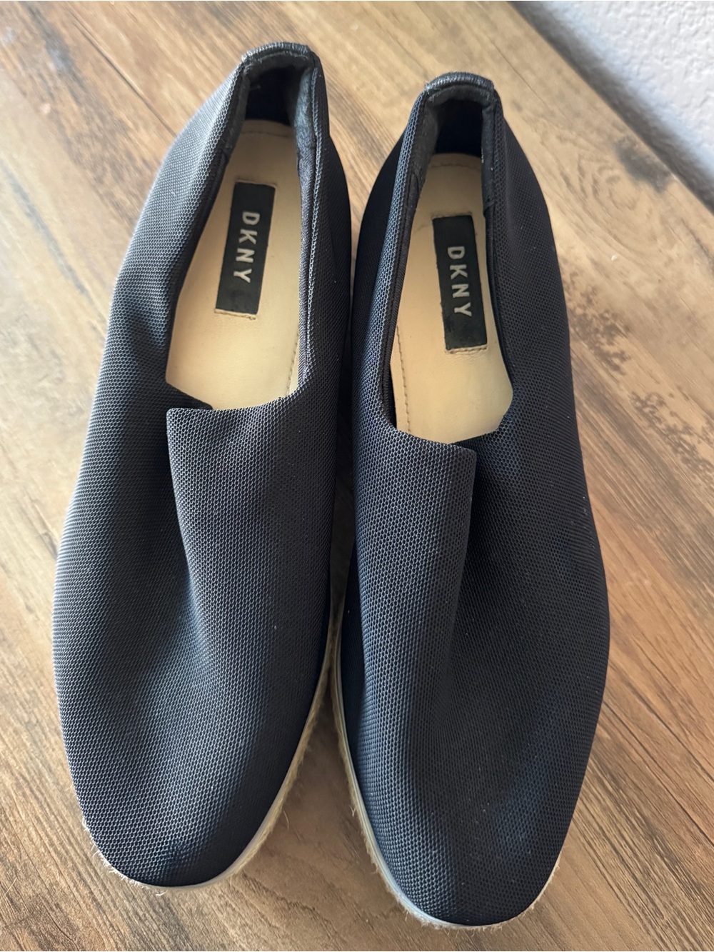 DKNY Black Espadrille Platform Slip-on Shoes